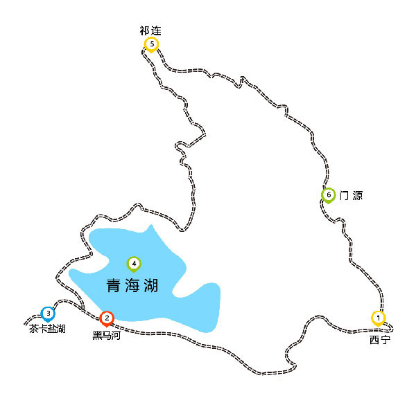 青海湖小环线地图